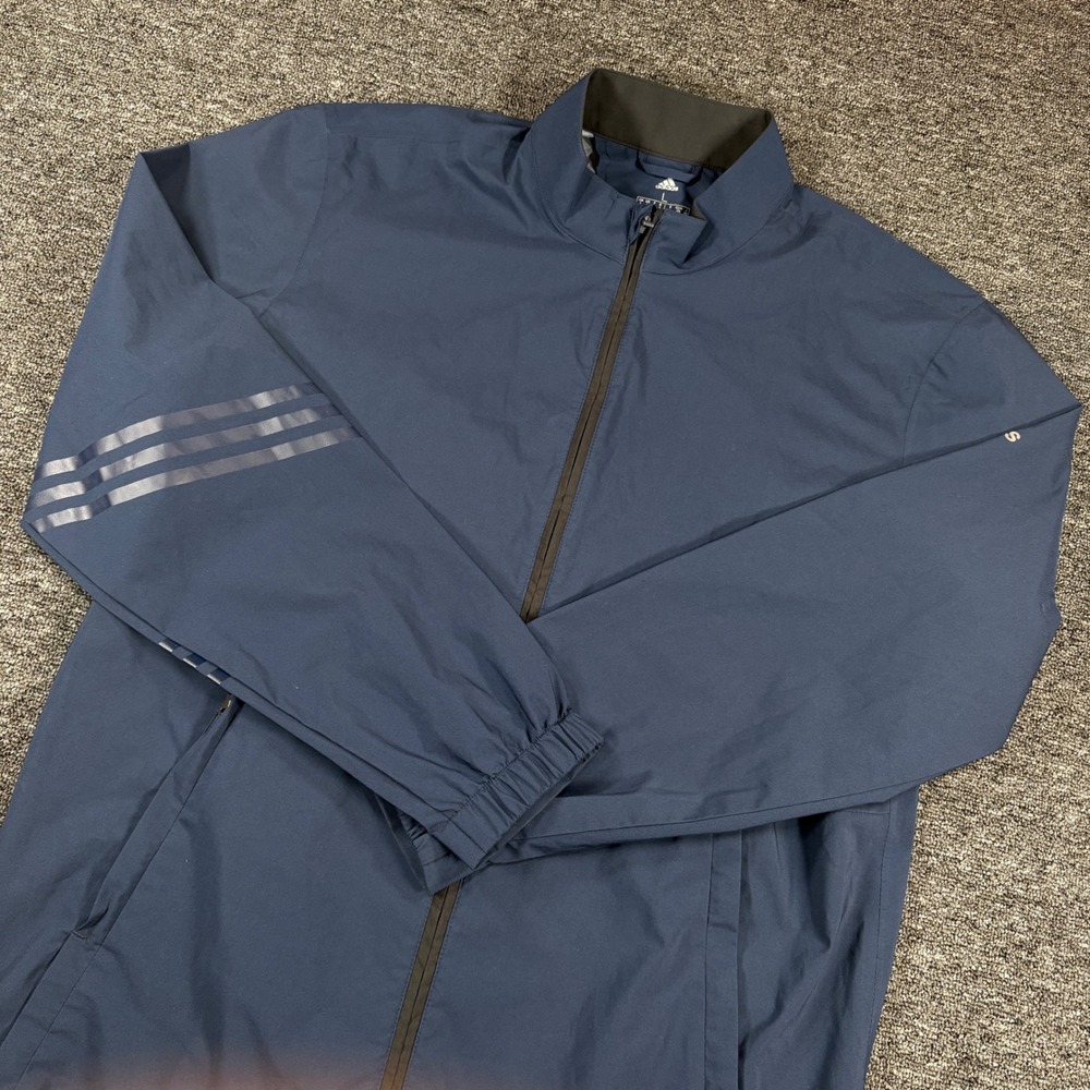 Adidas WIND.RDY Jacket Mens Large Blue Full Zip Windbreaker Golf Athletic